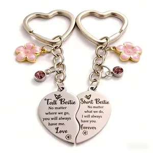 2PCS Perfect Pair Heart Keychains for Sisters & BFFs - Valentine's Day Gift Elegant Stainless Steel Keychains with Charming Design Ideal Friendship Gift for Birthdays Galentine's Day
