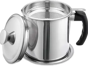 Grease Container with Fine Mesh Strainer kitchen oil storage tank pot 1.3L