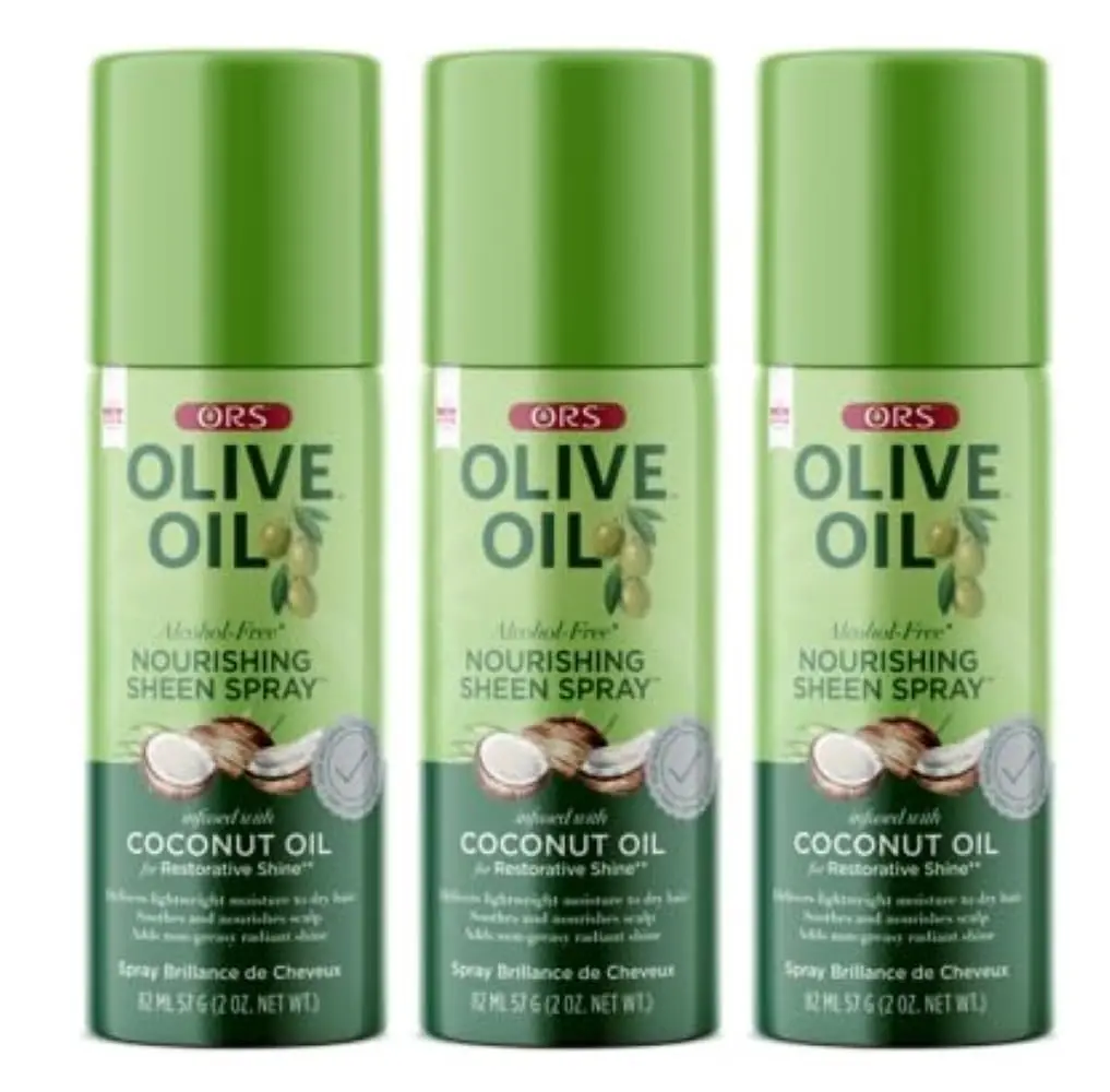ORS Olive Oil Nourishing Sheen Spray - Coconut-Infused, Alcohol-Free, Hydrating Haircare for Restorative Shine, 2 oz (Pack of 3)