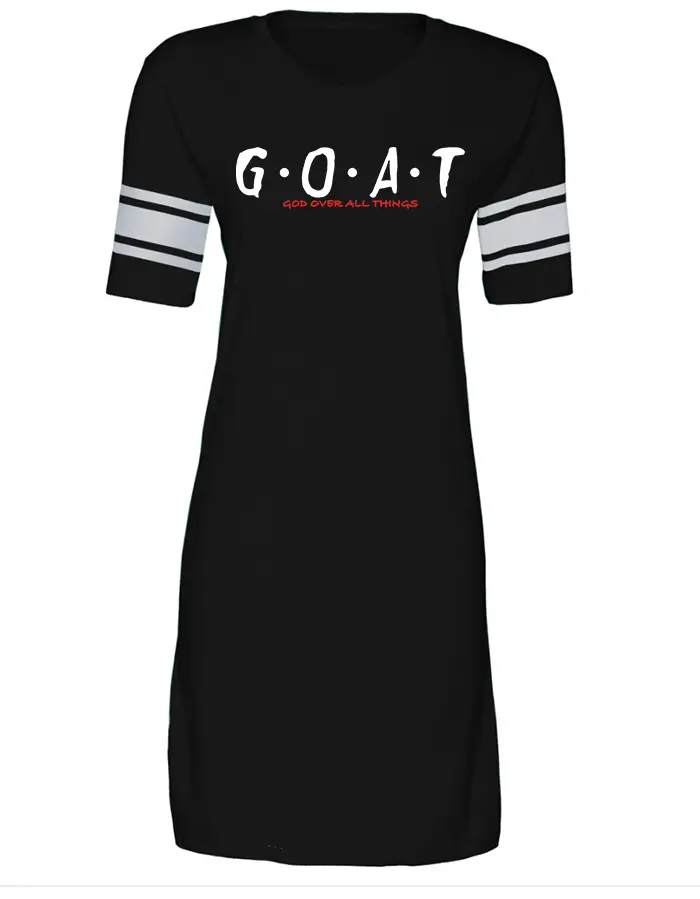 G.O.A.T T-shirt Dress – Signature Jersey, Contrast Stripe Sleeves