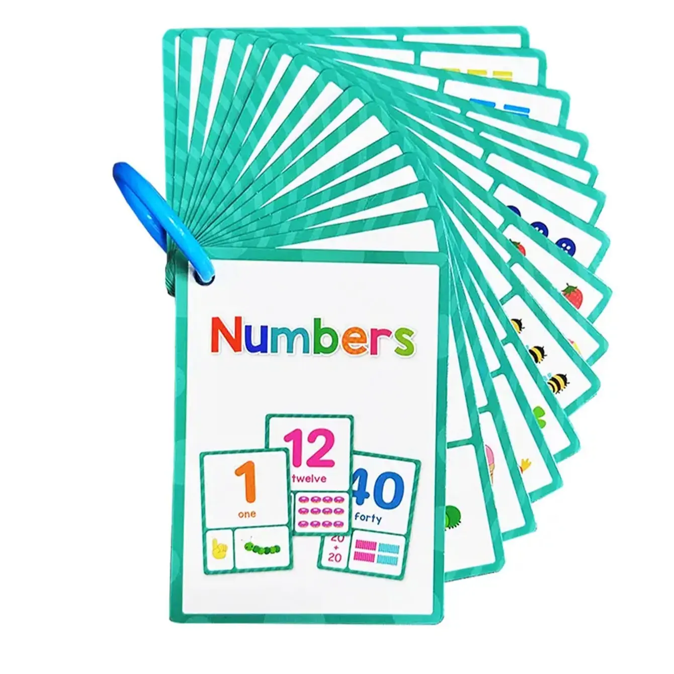 Educational Flashcard Set for Kids Aged 4-6 Years, Includes 28 Words & Numbers 1-100, Ideal for Pre-School Math Learning Tools, Learning Flash Cards