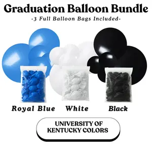 Graduation Balloon Bundle - University Of Kentucky Colors I Royal Blue, White, Black