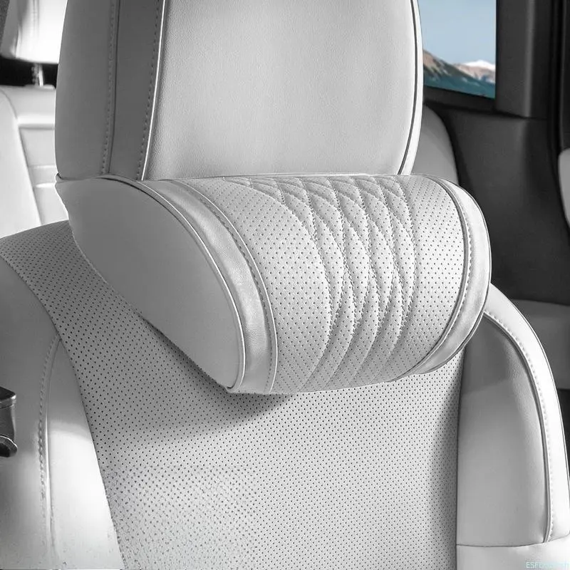 Ergonomic Car Seat Headrest in Perforated Leather, Adjustable & Odorless Memory Foam Cushion Headrest for Supportive Neck Relief, Ideal for Commuters & Family Travel, Car Interior Accessories, Aima Orange, Neck Headrest, Accessories For Car