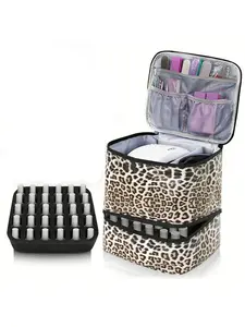 Nail Polish Organizer Case, Nail Supplies Storage Box Holds 30 Bottles Nail Polish & Nail Lamp, Travel Nail Tech Carrying Case, Portable Cosmetic Pouch, Nail Kit Bag For Nail Stuff & Manicure Tools