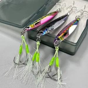 Deep Sea Iron Plate Fishing Hooks Set, Fishing Equipment, 3 pieces/box  64g Fast Sinking Artificial Fishing Lure Bait, Includes Iron Plate Hook & Treble Hooks