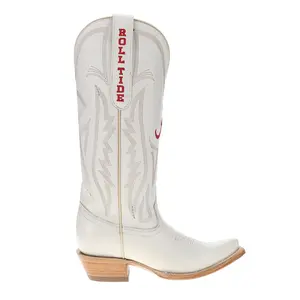 Gameday Boots Womens University Of Alabama Gameday Embroidered Snip Toe  Casual Boots Mid Calf Low Heel 1-2" - Off White