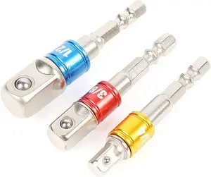 Hex Handle Square Head Extension Universal Sleeve Connecting Rod for Hand Tools - 3pcs, Multifunctional Design for Wrenches electrical power drill Hardware Industrial