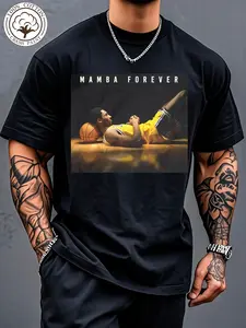 Mamba Eternal Pattern T-Shirt 100%25 Men'S Limited Edition Black Loose Fit Short Sleeve Comfortable All-Season Style