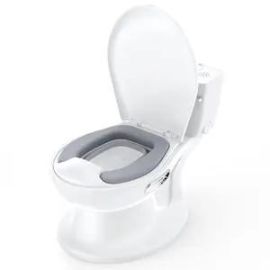 GARVEE Potty Training Toilet for Toddlers: Realistic Design with Soft Seat, Flushing Sound, Removable Pot, Storage Tank, Toilet Paper Holder, Splash Guard, and Non-Slip Base for Easy Use and Comfort.