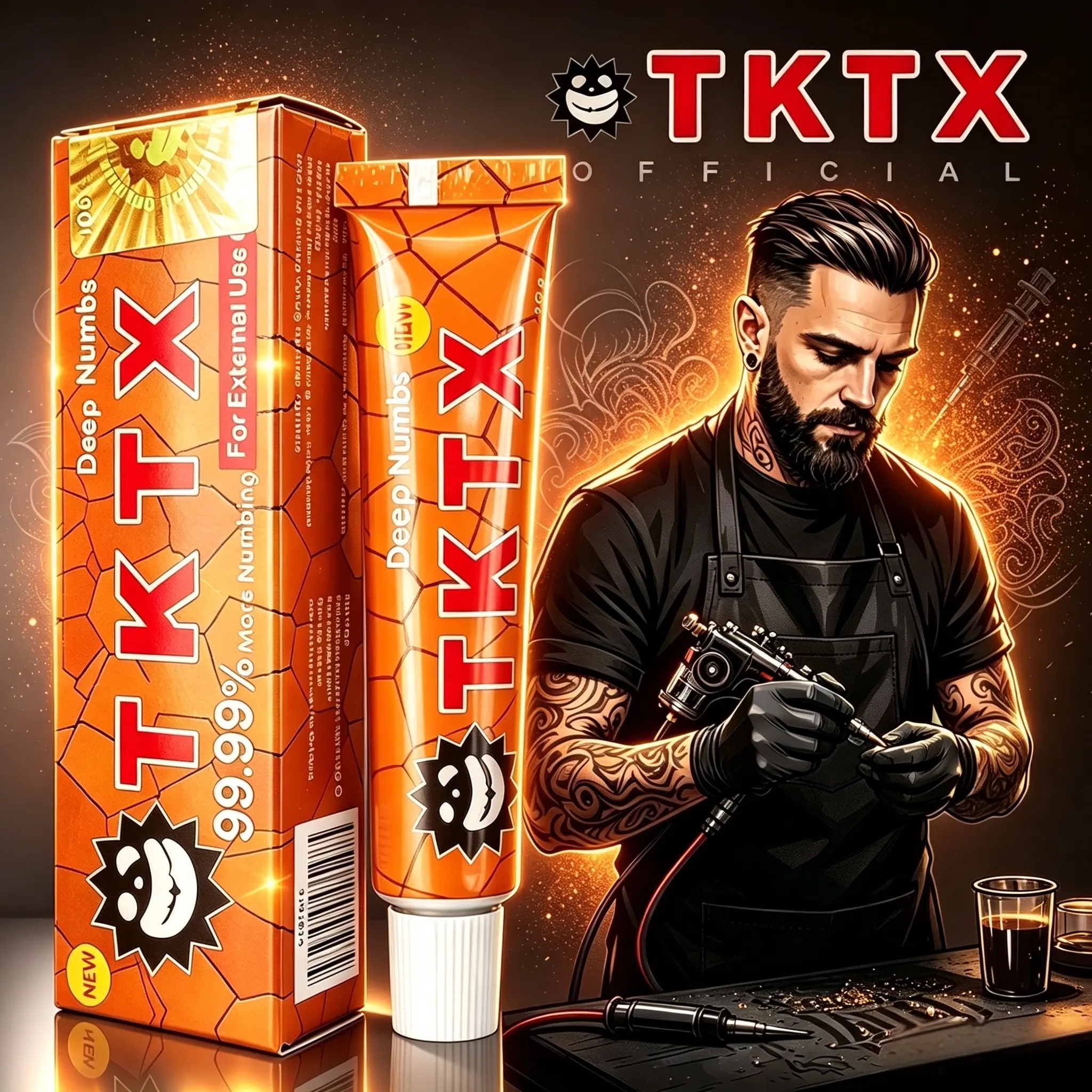 Max Strength Gold Tattoo Numbing Cream, 10g Topical Anesthetic for Painless Cosmetic Procedures, Gentle Formula for All Skin Types & Salon Use, Numbing Cream Tattoo, Single Tube