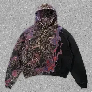 Men's Hooded Sweatshirt Punk Streetwear Korean Style Funny 90s Vintage Designer High Quality Cheap Cotton Graphic Male Hoodie