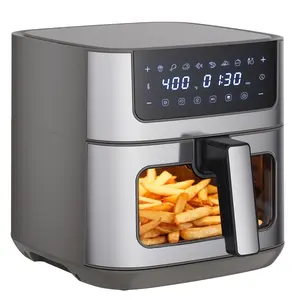 6.34QT Air Fryer with Window 8 Food Presets 400°F Max Heat 90-Min Timer Nonstick Dishwasher-Safe Basket for Air Fry Roast Reheat Bake Stainless Steel