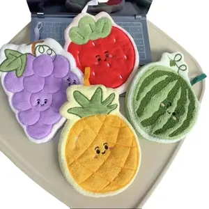 4 Pack Cute Fruit Pattern Hand Towels, Premium Soft Absorbent Quick-Dry Fabric with Convenient Hanging Loops, Multi-Purpose Kitchen & Bathroom Cleaning Towels, Wonderful Daily Life Gift