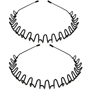 Metal Headbands for Women Men, 2 Pack Fashion Unisex Black Hairband Sports Headwear Hair Hoop Hair Accessories for Home, Outdoor (2 Pack)