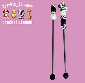 Adorable Zebra Amigurumi Sticks with matching beads