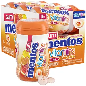 Mentos Sugar Free Citrus Vitamin Gum, 6 Bulk Bottles