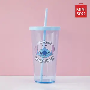 Disney Stitch 20oz/600mL Straw Cup - Adorable Blue Washable Kitchenware Drinkware, Ideal for Cold Drinks & Daily Use, Festive Gift Option