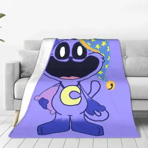 Smiling Catnap  Blanket Multi-size Warm Cozy Fluffy Funny Cartoon Throw Blankets for Couch Sofa and Bed Children's Day Thanksgiving Valentine's Day comfortable and soft gift