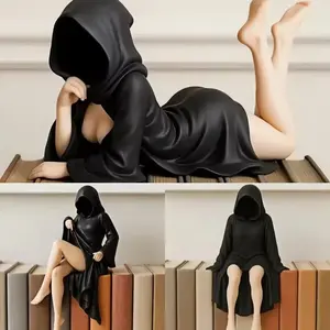 3D Gothic Black-Robed Queen Statue – Mysterious Halloween Sculpture for Bookshelf or Table Decor No Brand
