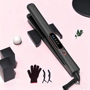 Thirtek 1 Inch 2 in 1 Hair Straightener & Curler Iron, 15s Heat Up, 5 Temp LED, Floating Plates, 360°Cord, with Glove & 2 Clips