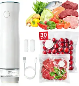 Handheld Vacuum Sealer Machine for Food - Compact Portable Vacuum Sealer with 30 Reusable Vacuum Bags (2 Sizes) for Sous Vide, Meal Prep & Freezer Storage