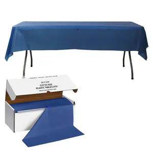 Plastic Table Cover Roll 54"x300ft Navy Blue with Slide Cutter - Cuts Up to 36 Rectangle 8ft Disposable Tablecloths