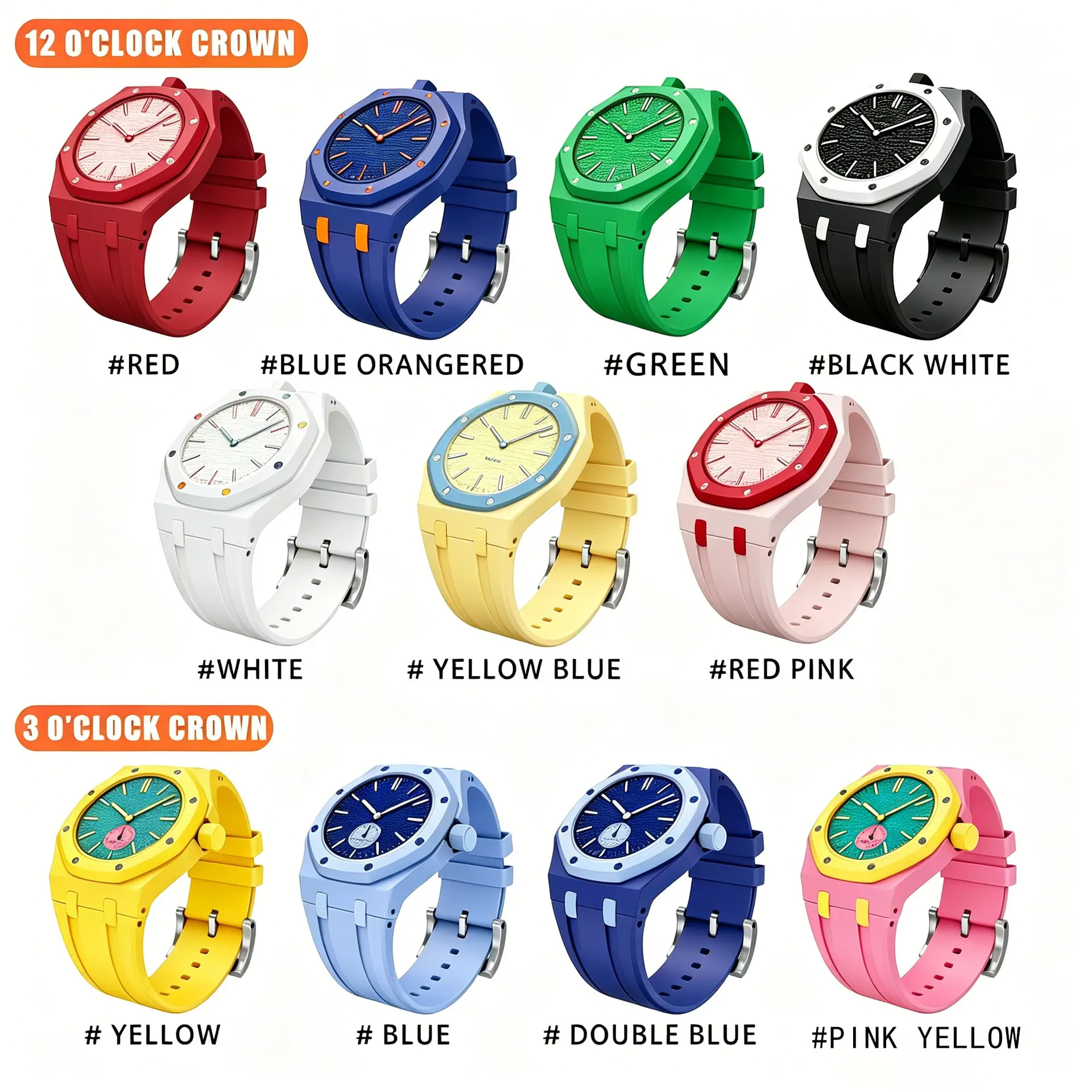 Dual Wear Octagon Quartz Watch Set - Soft Silicone Band, PU Leather Lanyard, Silent Movement - Student Exam Pocket Watch, Colorful Casual Wristwatch with Gift Box - Back to School Gift for Teens