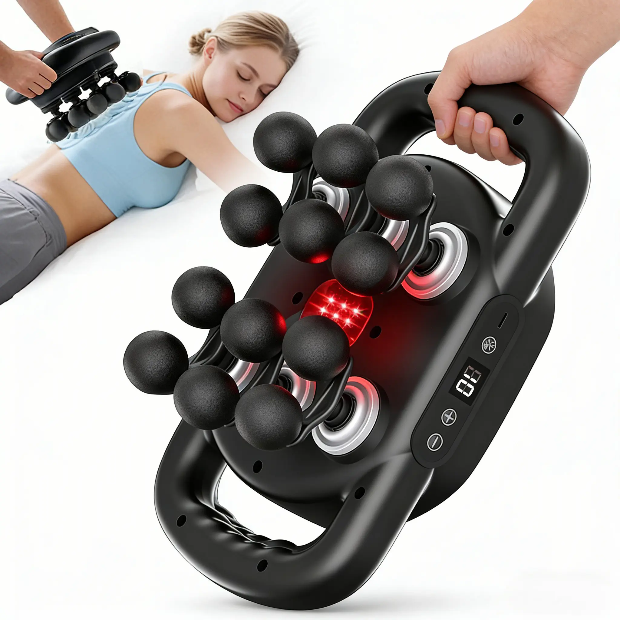 12-Head Quiet Deep Tissue Muscle Massager Gun, 10 Levels & 9 Modes Percussion Massager for Back & Shoulder Pain Relief, Full Body Massage Devices, Deep Tissue Muscle Massagers