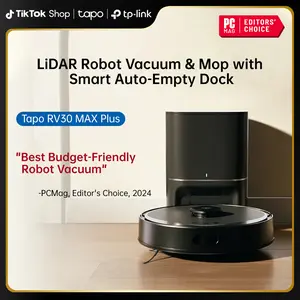 Tapo RV30 MAX Plus: LiDAR Robot Vacuum & Mop with Auto-Empty Dock, 5300Pa,Smart Mapping, Voice Control, 97%+ Dust Pickup, 3L Dust Bag, 2 Months Hands-Free Cleaning