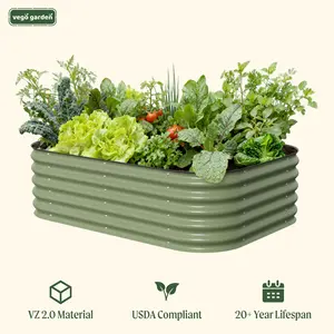 Vego garden 17" Tall 6 in 1 Modular Metal Raised Planter Bed Aluzinc Raised Garden Bed Kits for Vegetables Flowers Patio Ground Planter Box