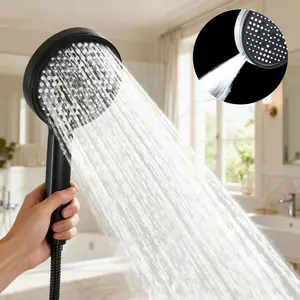 Handheld Shower Head Set with Pressure Boost, 6 Spray Modes, Cleaning Gun Function, Universal 4 Inch Interface, Home Use, High Pressure Showerhead