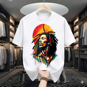 Vintage Reggae Music Legend Graphic Tee Colorful Rasta Vibes Casual Shirt