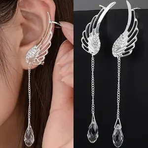 Fashion Angel Wing Stylist Silver Crystal Drop Earrings - Gorgeous! Wedding Engagement Anniversary