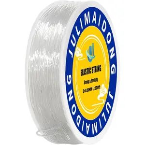 0.8mm Elastic Bracelet String Cord, Crystal Stretch Bead Cord for Bracelets Jewelry Making, Clear Stretchy Elastic String for Beading, Transparent Thread (0.8MM/200ft)