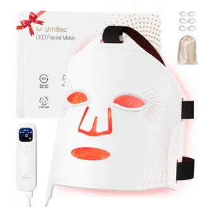 Umitec LED Light Therapy Mask, 4 Skin Modes with 830nm NIR, 4000mAh Rechargeable, Comfort Silicone LED Mask with Zoned Treatment and Timing Function Remote & Portable, Anti-Aging, Skin Firming & Radiant Glow at Home--Perfect Gift