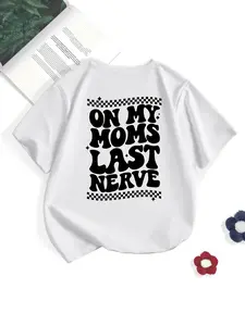 Toddler Girl's Letter Print Round Neck Drop Shoulder Tee, Summer Clothes, Fashion Casual Crew Neck T-Shirt for Daily Outdoor Wear, Kids Clothing for Summer, Tops, Graphic Tee