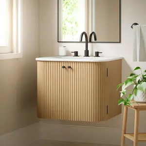 Zia 24" Wall-Mount Bathroom Vanity with Marble Sink in Natural