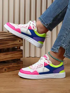 Women's Fashionable Colorblock Lace Up Low Top Sneakers, Casual Breathable Comfortable Sports Shoes, Female All-match Round Toe Shoes for Daily Wear, Colorblock Patchwork Sneakers, Trendy Walking Sneaker
