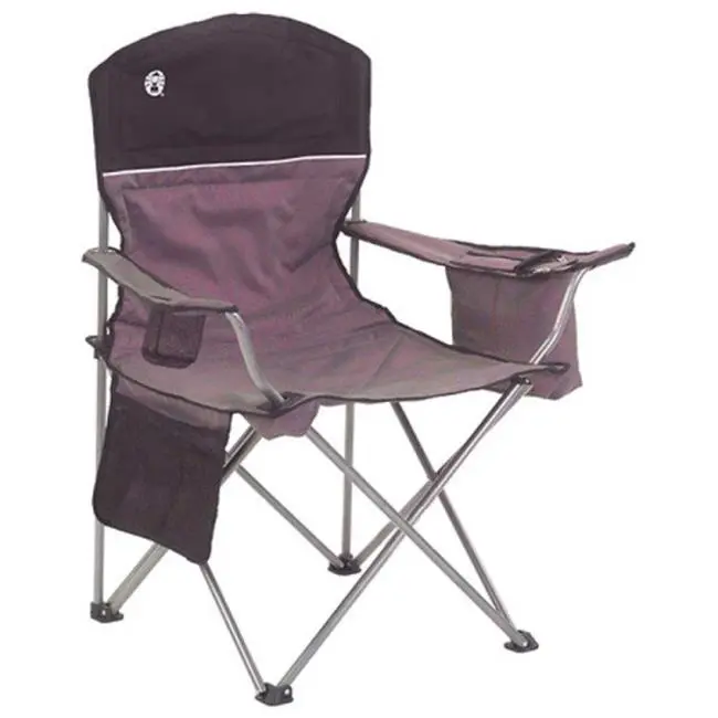 Coleman Oversize Folding Quad Cooler Chair - Black Grey, Built-In Cooler, Outdoor Camping Fishing Leisure Gear, Folding Chair, Outdoor Chair