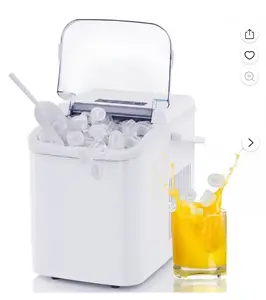 Countertop Ice Maker, 9 Bullet Ice Cubes in 6 Mins, 26lbs/24H, w/ Scoop & Basket, White