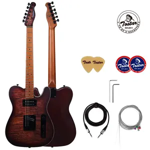 For Professionals, TOSTAR Universal, Electric Guitar, Heavy Metal, Rock Band, 39 in, Maple Neck Lacquered, Ivory binding, Hot-Rail Bridge Pickup, Rust red, Dark Scarlet