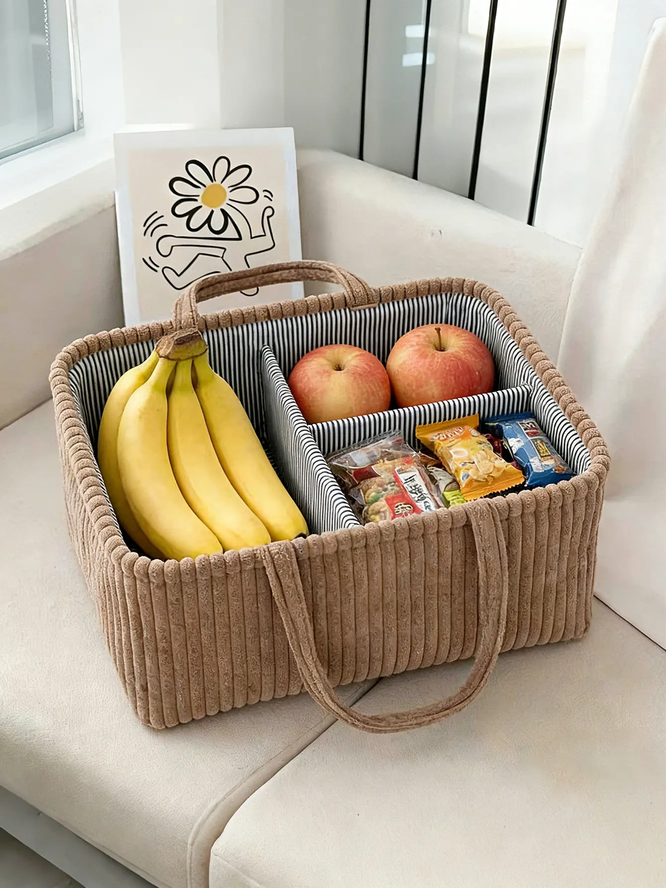 Extra Large Baby Caddy Organizer with Handle, Multi-Scene Portable Storage Basket for Diapers, Wipes, Toys & Baby Essentials
