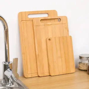 Durable Bamboo Cutting Board for Kitchen, Single-Sided Deep Juice Groove, Wide Handle, Ideal for Meat, Vegetables, Fruits, Bamboo Chopping Boards