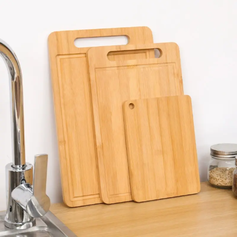 Durable Bamboo Cutting Board for Kitchen, Single-Sided Deep Juice Groove, Wide Handle, Ideal for Meat, Vegetables, Fruits, Bamboo Chopping Boards, Wooden Cutting Boards