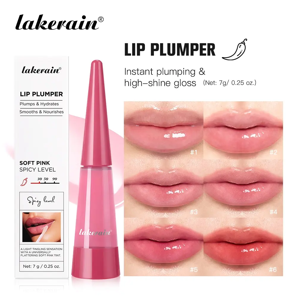 Lakerain Moisturizing Lip Plumper Cream, Nourishing Lip Gloss, Hydrating Lipgloss, Instant Fullness & Glossy Finish, Long-Lasting Moisture, Boosts volume for fuller-looking lips, Hydrating Formula, 6 Shades for All Skin Tone, Cosmetics