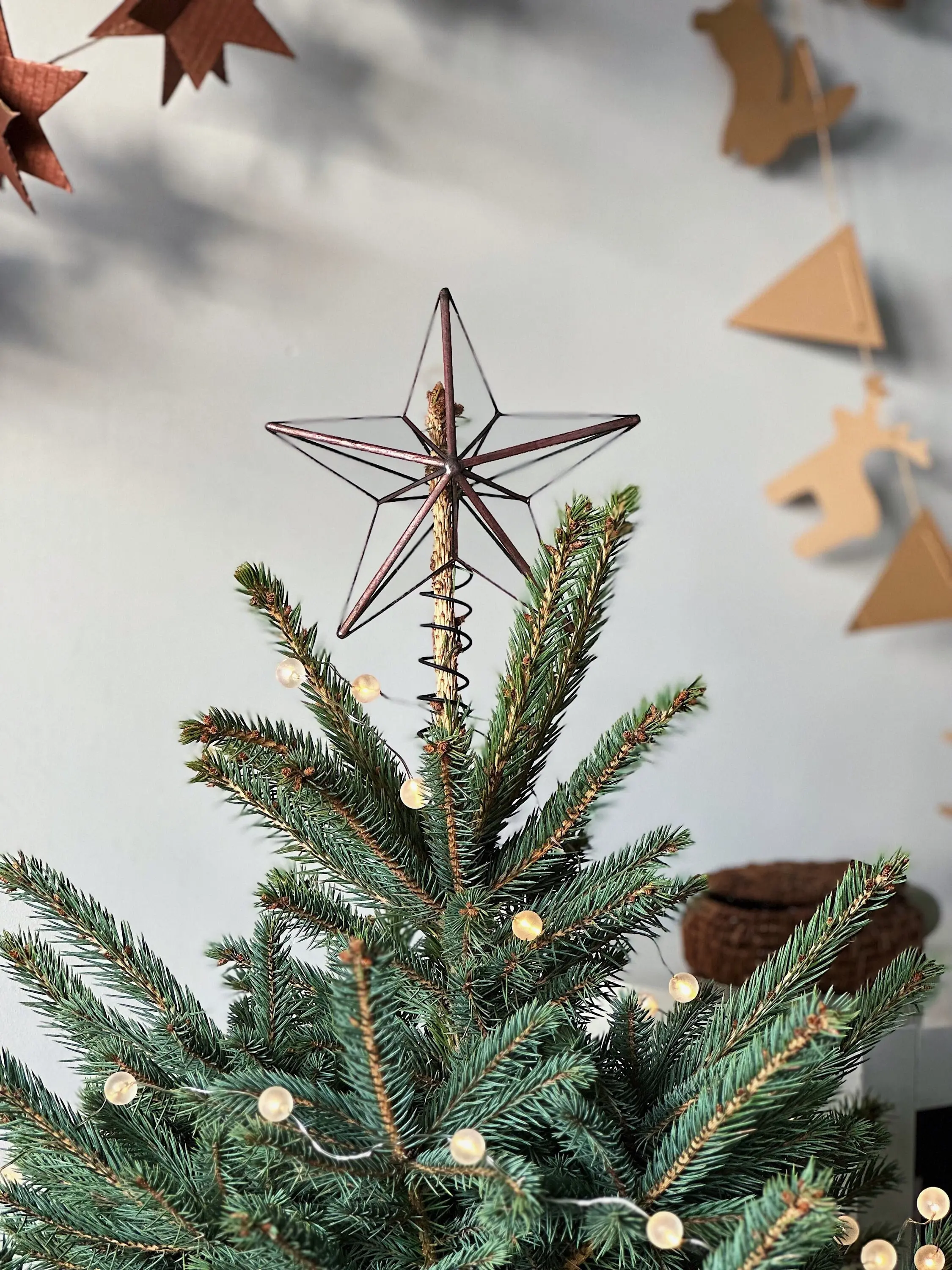 Glass tree topper, Christmas star tree topper Christmas ornament