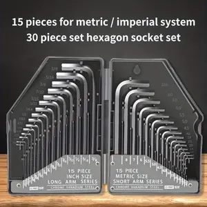 30pcs Hex Key Allen Wrench Set Metric & SAE Long Arm Tool Kit for Bike Car Repair Hex Wrenches