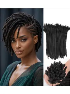 0.6cm Dreadlock Extensions Loc Extensions Human Hair, Dreadlock Extensions Human Hair Handmade Permanent Dreads Extensions for Men/Women/Kids Natural Black Braided Dreads Wave (4-16 inch 10-100 Strands 1B 0.6cm)