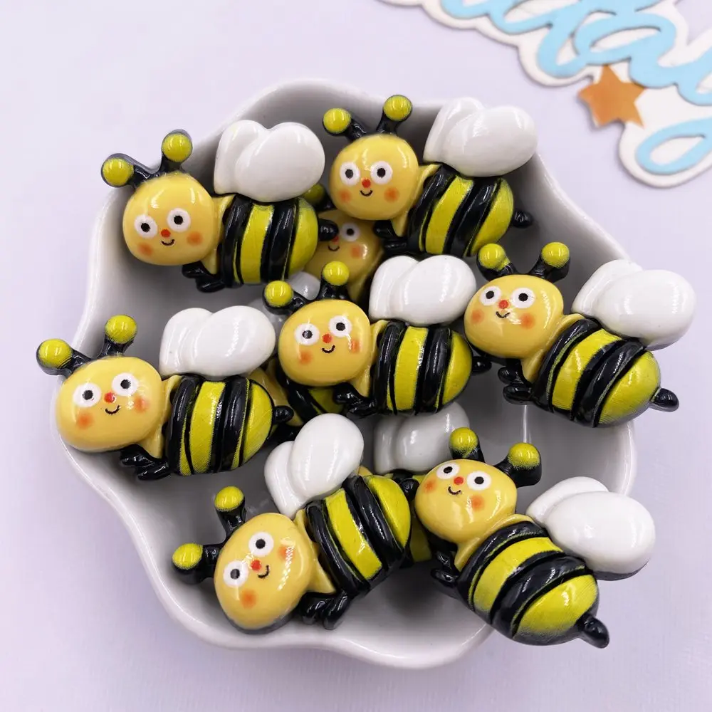 8PCS Painted Resin Kawaii Colorful Cartoon Animal Honeybee Flat back Stone Figurines Scrapbook DIY Decor Home Accessories Crafts