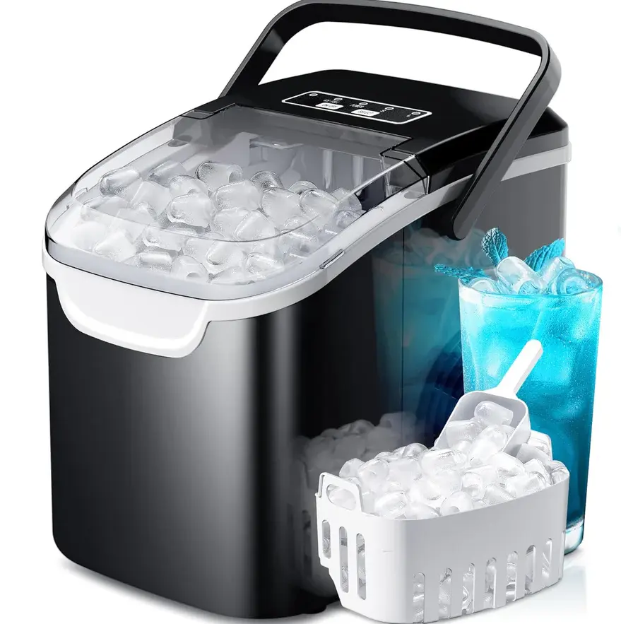 Frozen Peak Mini Ice Cube Maker Countertop Handle Design